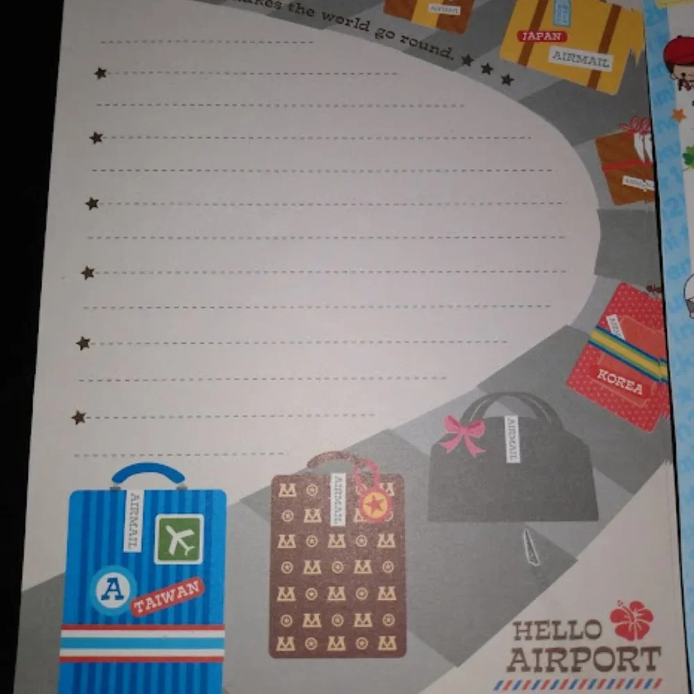 16pc LOT: TRAVEL LOVERS/CARTOON CHARACTER WRITING PAPER + ENVELOPES (4 DESIGNS)
